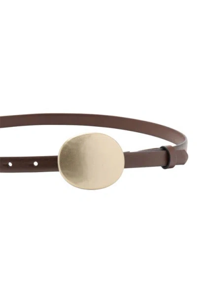 Mango Rounded Buckle Leather Belt In Brown