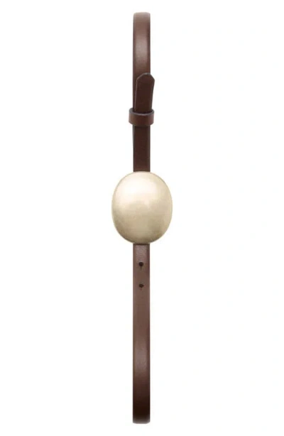 Mango Rounded Buckle Leather Belt In Brown