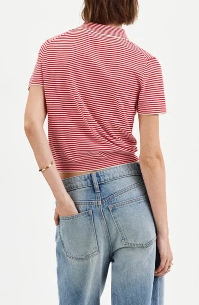 Mango Pull-over Maille Col Polo In Red