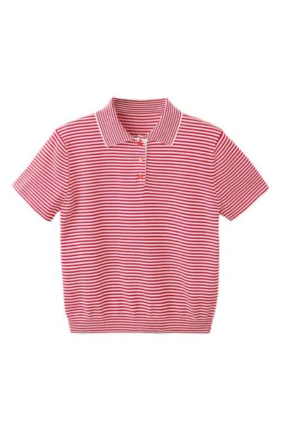 Mango Pull-over Maille Col Polo In Red