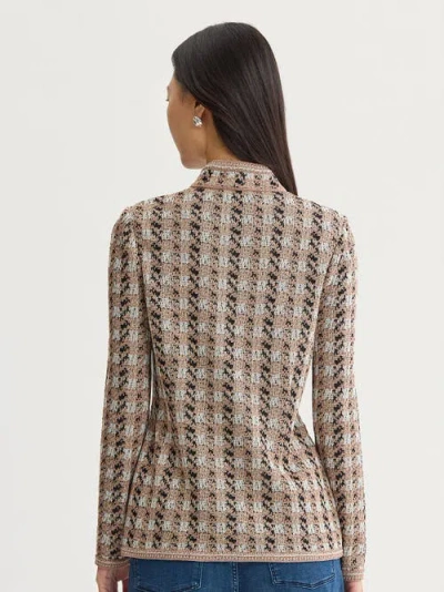 Misook Tailored Houndstooth Tweed Knit Jacket In Multi