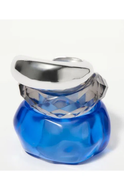 Mango Set Of 3 Mixed Texture Bangle Bracelets In Silver