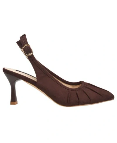French Connection Ruched Kitten Heel In Brown