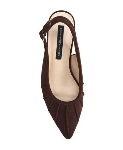 French Connection Ruched Kitten Heel In Brown