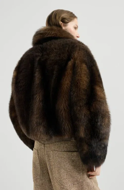 Brunello Cucinelli Soft-shearling Outerwear Jacket With Shiny Zipper Pull In Multi