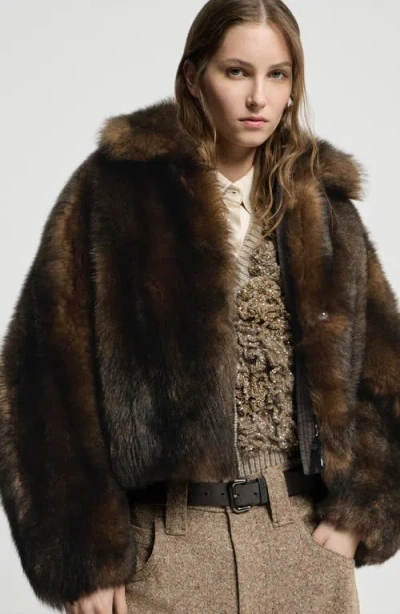 Brunello Cucinelli Soft-shearling Outerwear Jacket With Shiny Zipper Pull In Multi