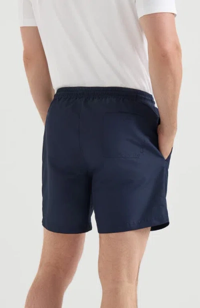 Brunello Cucinelli Straight-leg Mid-length Logo-embroidered Swim Shorts In Blue