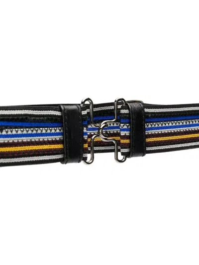 Prada Striped Clasp Buckle Belt Elastic Cotton In Multi