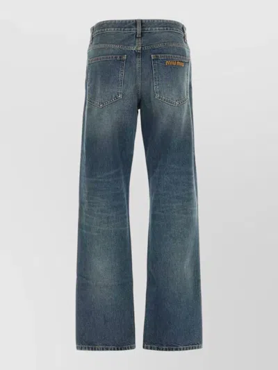 Miu Miu High Waist Wide Leg Denim Trousers In Blue