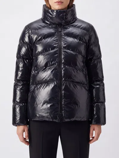 Pinko Glossy Quilted Down Jacket In Black