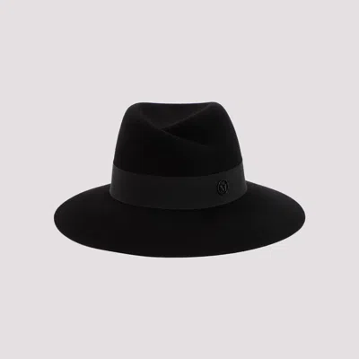 Maison Michel Virginie Wool Hat Wide Brim Ribbon In Black
