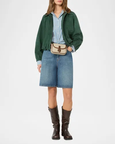 Weekend Max Mara Collared Coat Elastic Cuffs Side Pockets In Green