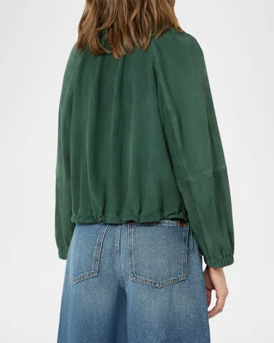 Weekend Max Mara Collared Coat Elastic Cuffs Side Pockets In Green