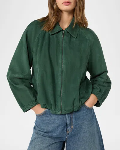 Weekend Max Mara Collared Coat Elastic Cuffs Side Pockets In Green
