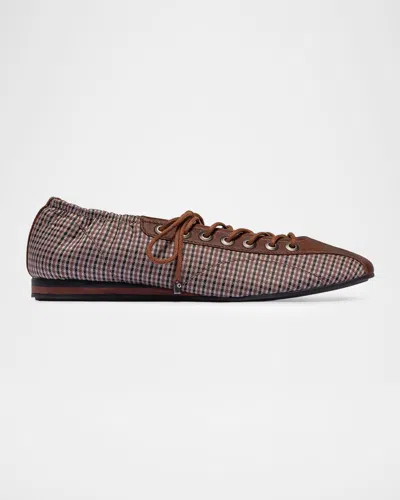 Bernardo Billie Check Leather Sneakerina Flats In Multi