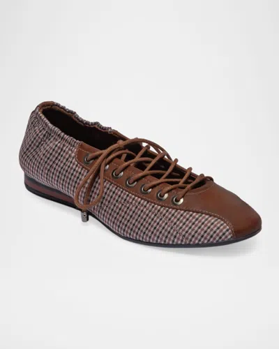 Bernardo Billie Check Leather Sneakerina Flats In Multi