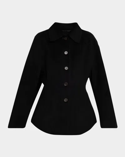 Rohe Double-faced Wool Sculptural Sleeve Jacket With Cinched Waist And Four-button Closure In Black