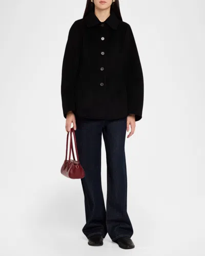 Rohe Double-faced Wool Sculptural Sleeve Jacket With Cinched Waist And Four-button Closure In Black