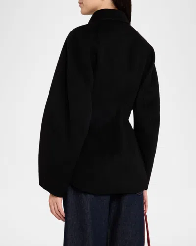 Rohe Double-faced Wool Sculptural Sleeve Jacket With Cinched Waist And Four-button Closure In Black