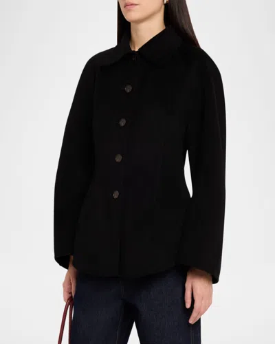 Rohe Double-faced Wool Sculptural Sleeve Jacket With Cinched Waist And Four-button Closure In Black