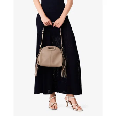 Maje Womens Mini M Mini Grained-leather Bag Mole In Mole