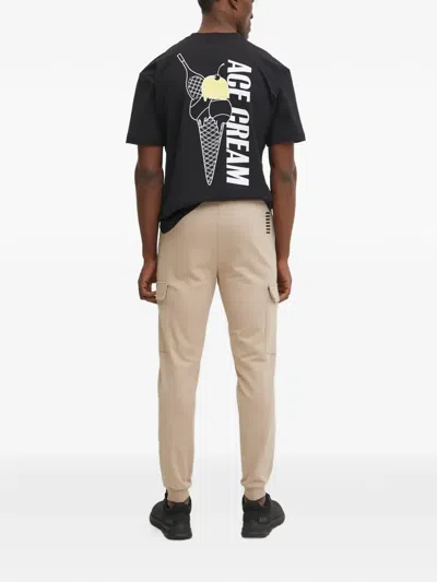 Ea7 Logo-print Cuffed Cargo Pants In Neutral