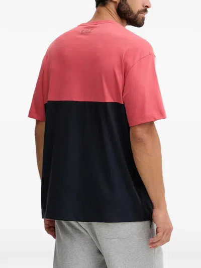 Ea7 Colour-block Logo-patch T-shirt In Black