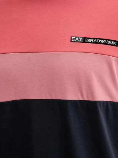 Ea7 Colour-block Logo-patch T-shirt In Black