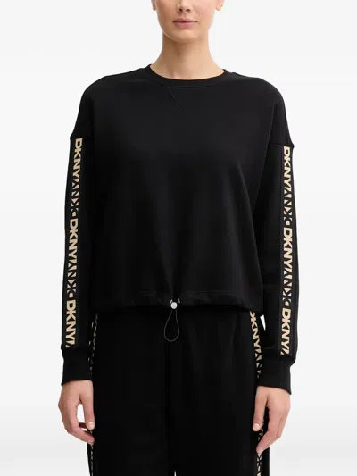 Dkny Logo Drawstring Sweatshirt In Black
