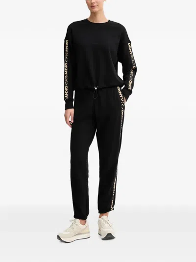 Dkny Logo Drawstring Sweatshirt In Black
