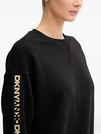 Dkny Logo Drawstring Sweatshirt In Black
