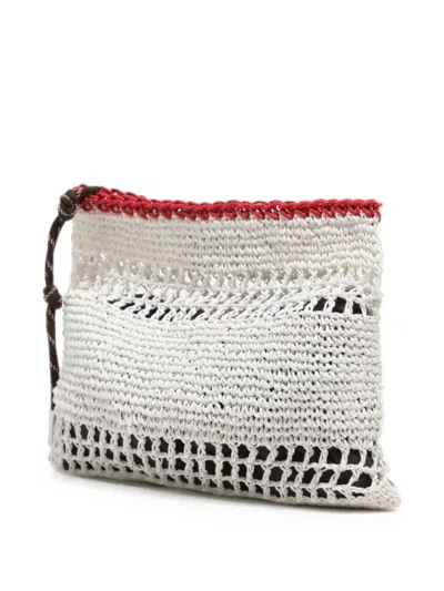 Bimba Y Lola Medium White Raffia-effect Handbag In Multi