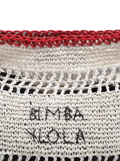 Bimba Y Lola Medium White Raffia-effect Handbag In Multi