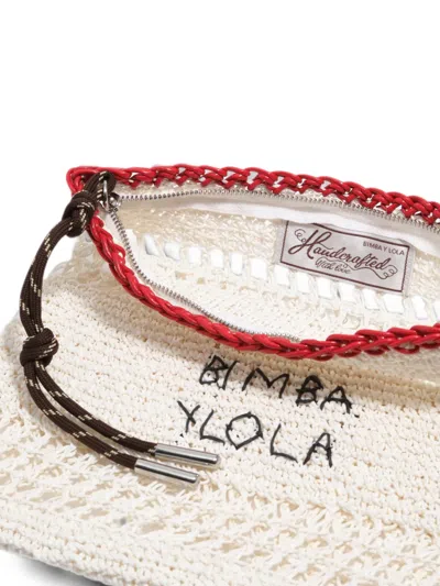 Bimba Y Lola Medium White Raffia-effect Handbag In Multi