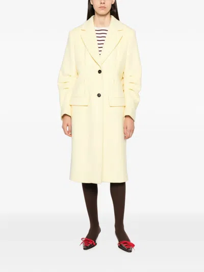 Msgm Single-breasted Coat In Yellow
