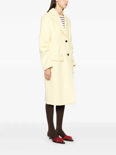 Msgm Single-breasted Coat In Yellow