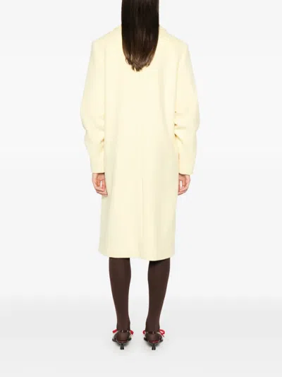 Msgm Single-breasted Coat In Yellow