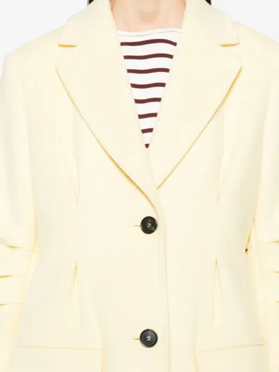 Msgm Single-breasted Coat In Yellow