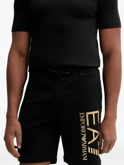 Ea7 Logo-print Drawstring Shorts In Black
