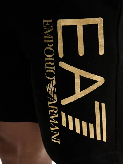 Ea7 Logo-print Drawstring Shorts In Black