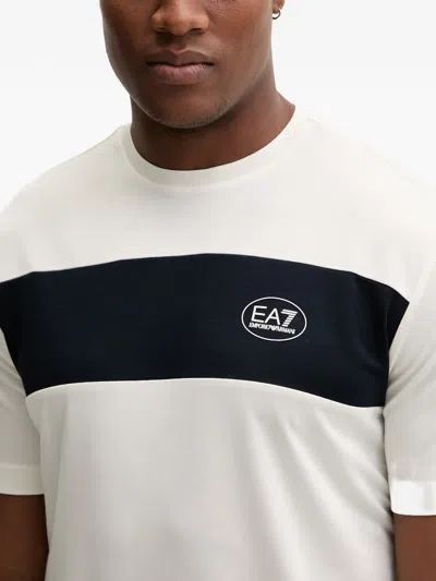 Ea7 Logo-patch Panelled T-shirt In Multi