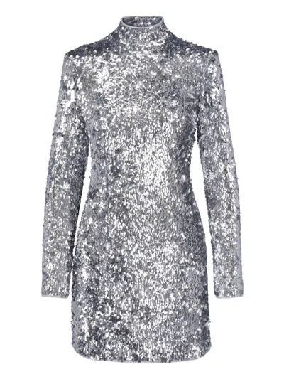 Balmain Sequin-embellished Structured-shoulder Mini Dress In Silver