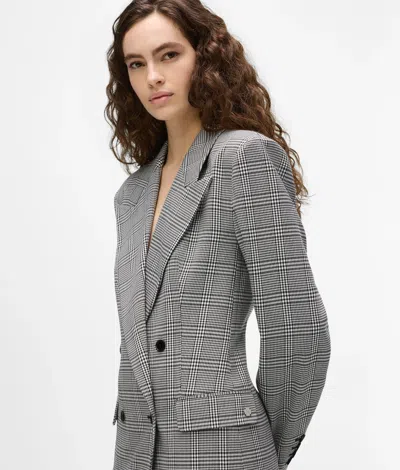 Karl Lagerfeld Structured Checked Blazer In Gray