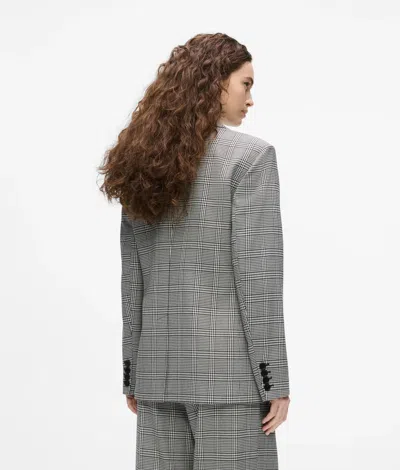 Karl Lagerfeld Structured Checked Blazer In Gray