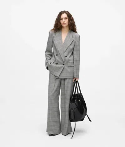 Karl Lagerfeld Structured Checked Blazer In Gray
