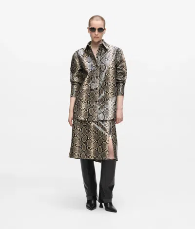 Karl Lagerfeld Faux-python Midi Skirt In Gray