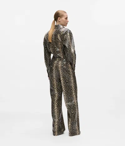 Karl Lagerfeld Faux-python Flared Pants In Red