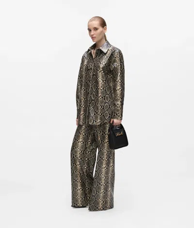 Karl Lagerfeld Faux-python Flared Pants In Red