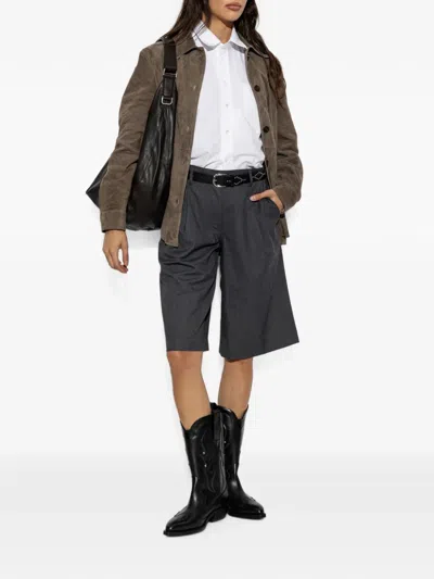 Arma Long-sleeve Leather Jacket In Brown