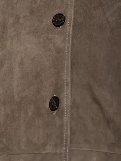 Arma Long-sleeve Leather Jacket In Brown